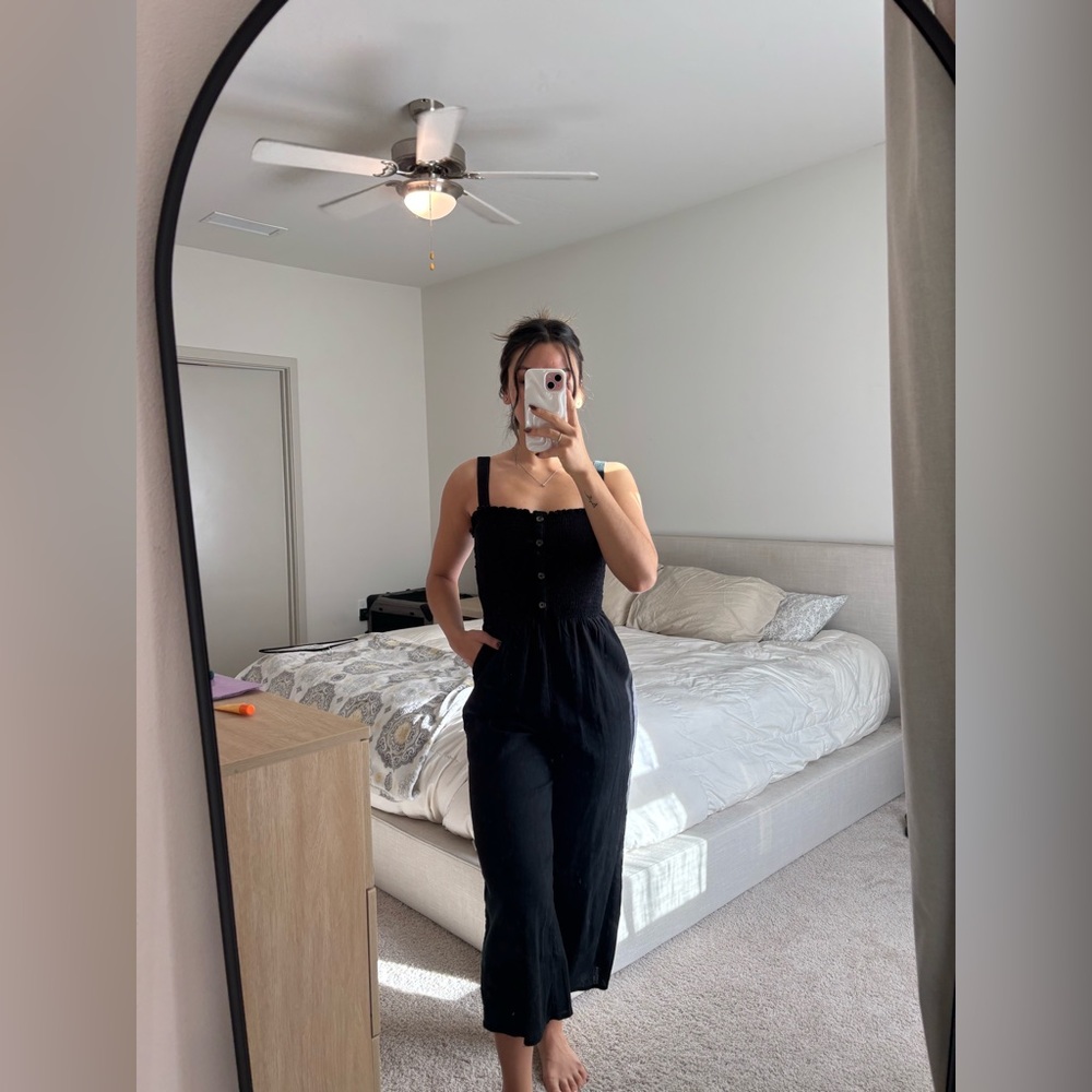 Hollister Black Button-Front Jumpsuit